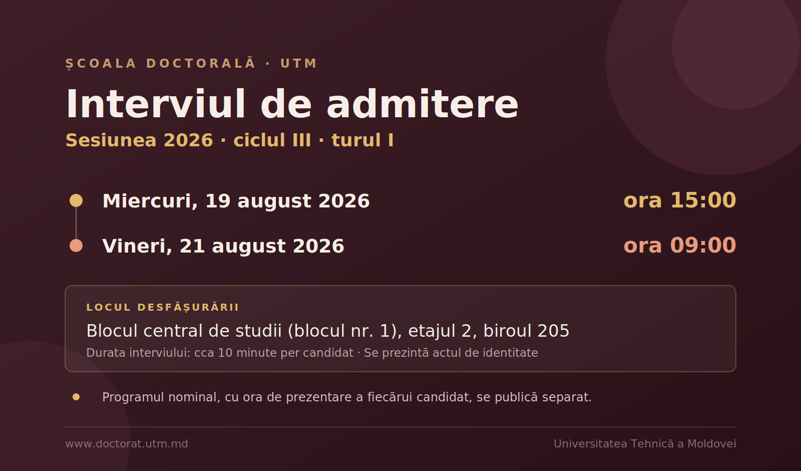 Interviul de admitere la doctorat